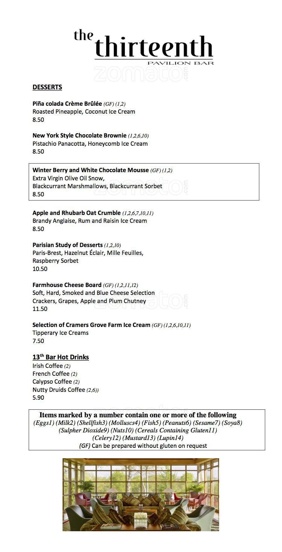 The Thirteenth Bar Druids Glen Menu