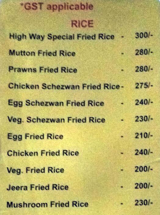 Menu at Highway Restaurant & Bar, Hyderabad
