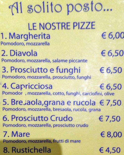 Menu di Al Solito Posto 