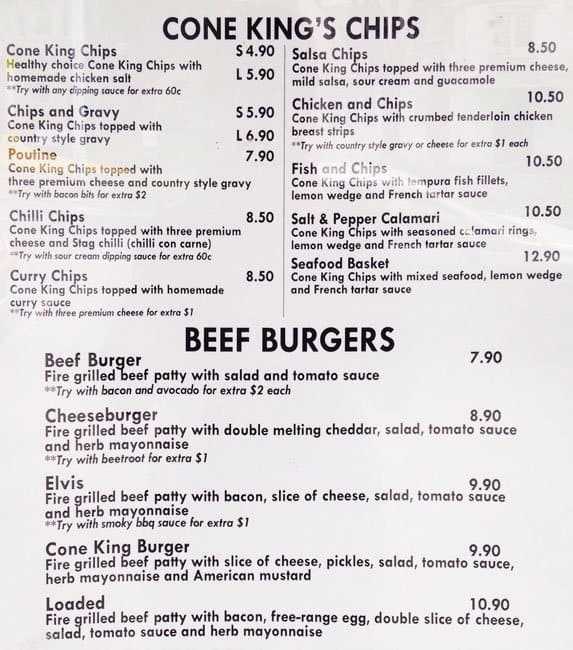 Cone Heads Menu, Menu for Cone Heads, St Kilda, Melbourne Urbanspoon