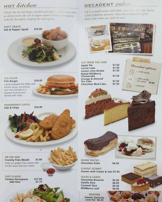 Menu at Dome restaurant, Subiaco, 26 Rokeby Rd