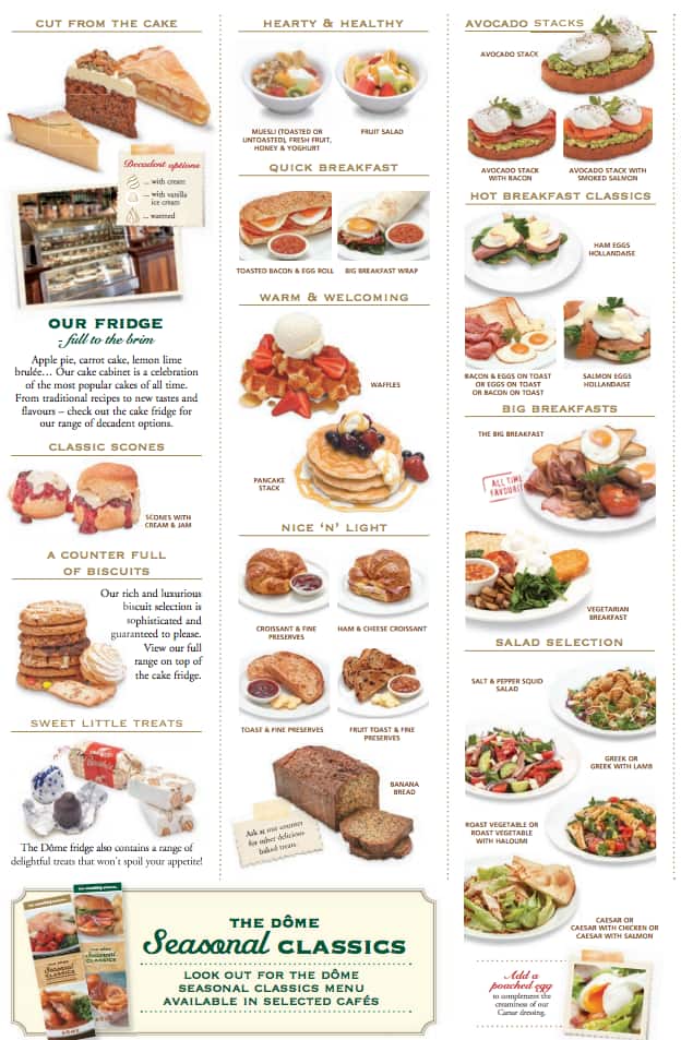 Menu at Dome cafe, Perth, shop 1 ground level/256 Adelaide Terrace