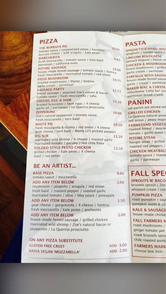 Pitfire Artisan Pizza Pasadena Menu Urbanspoon/Zomato