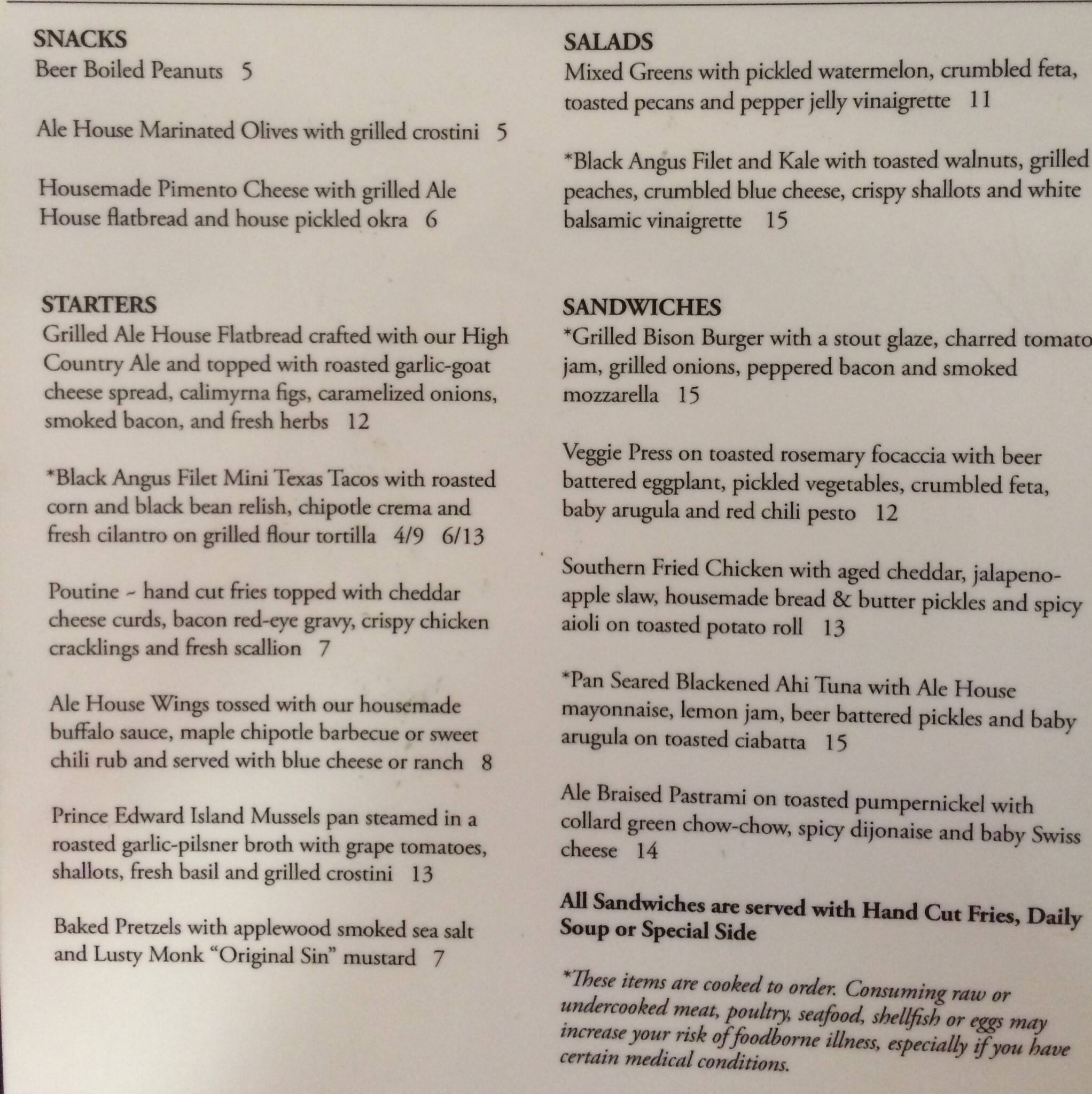 Blowing Rock Ale House and Inn Menu Urbanspoon/Zomato