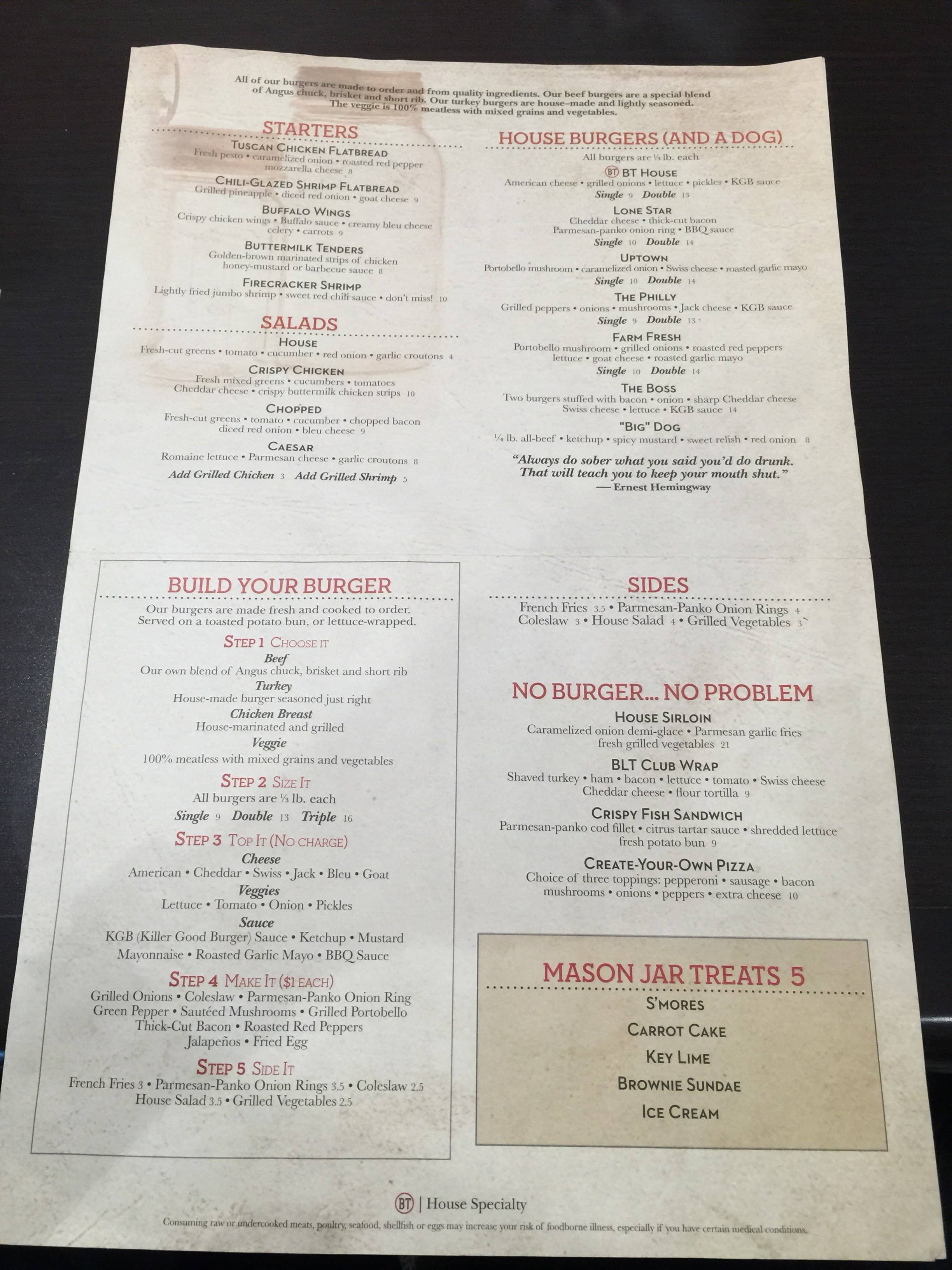 Burger Theory Menu, Menu for Burger Theory, Airport: IND, Indianapolis ...