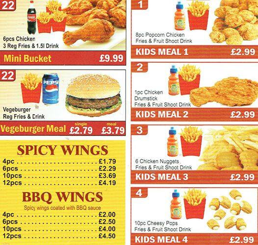 Carta de Delicious Amazing Chicken