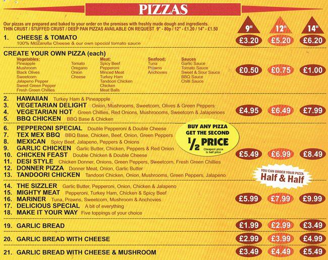 Carta de Delicious Amazing Chicken