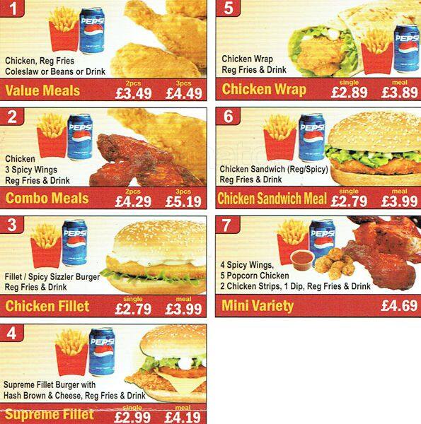 Carta de Delicious Amazing Chicken