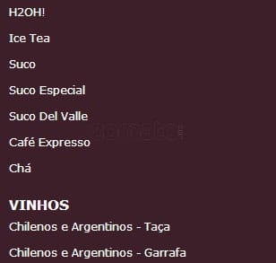 Filet e Folhas cardápio