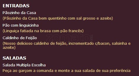 Filet e Folhas cardápio