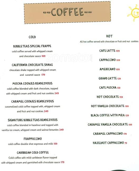 Menu at Bubble Teas, Gurugram, Kiosk 2