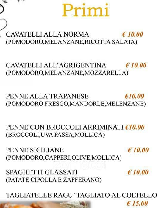 Menu di Gattopardo 