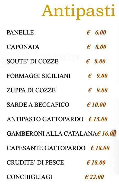 Menu di Gattopardo 