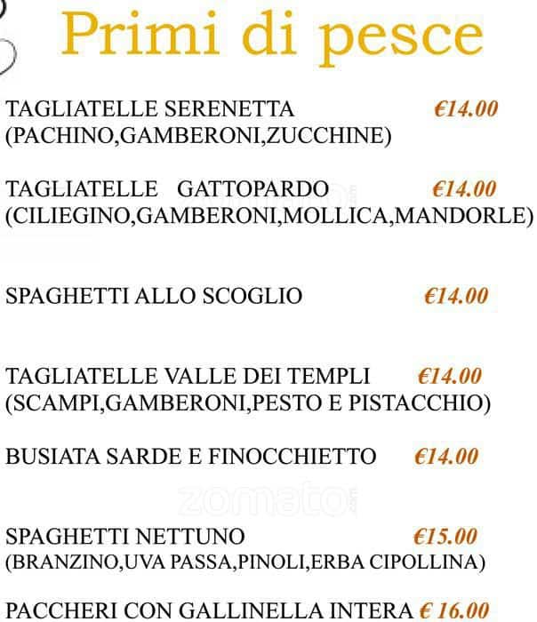 Menu di Gattopardo 
