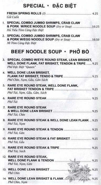 Pho Queen Noodle House Menu, Menu for Pho Queen Noodle House, Santa ...