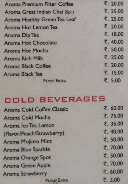 Menu at Hostel 2 Mess, Mumbai