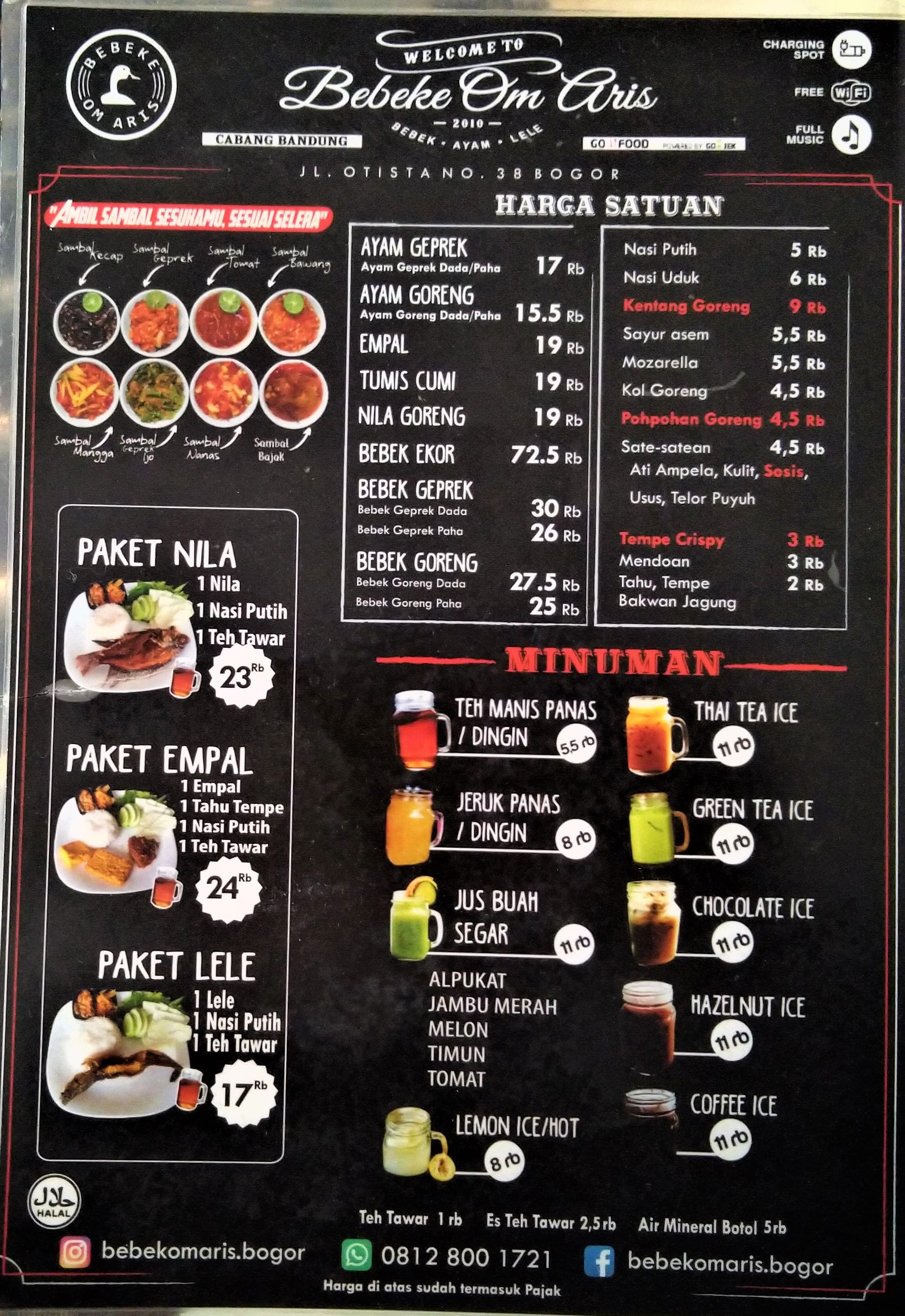 Menu At Bebeke Om Aris Restaurant Bogor Jl Otto Iskandardinata No 38