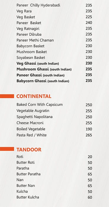 Swarnaa Vegetarian - Warje menu
