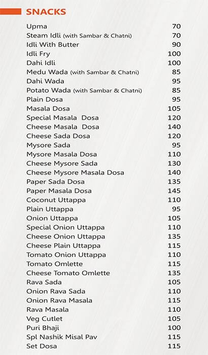 Swarnaa Vegetarian - Warje menu