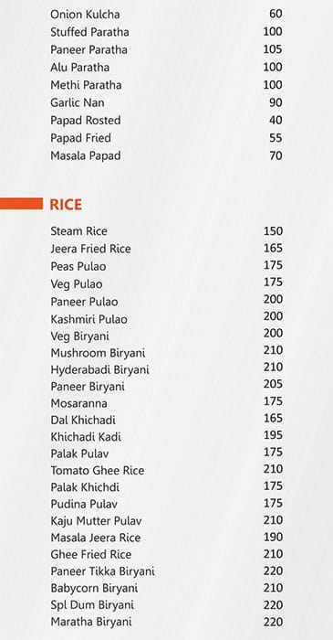 Swarnaa Vegetarian - Warje menu
