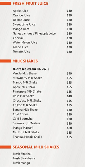Swarnaa Vegetarian - Warje menu