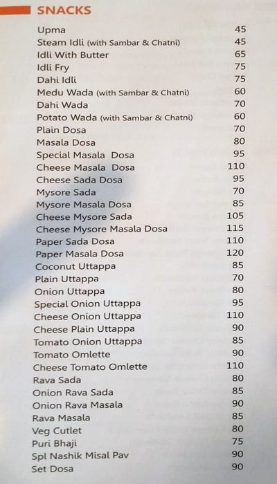 Swarnaa Vegetarian - Warje menu