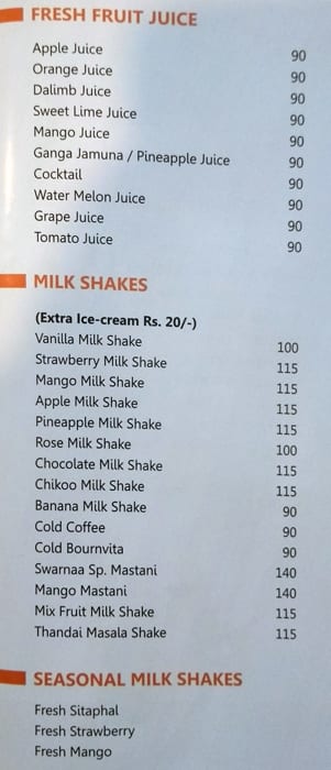 Swarnaa Vegetarian - Warje menu