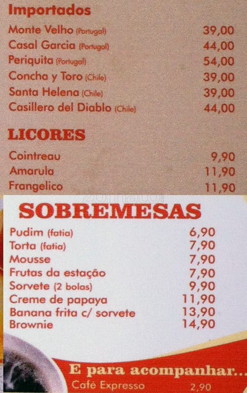 Bom na Brasa cardápio