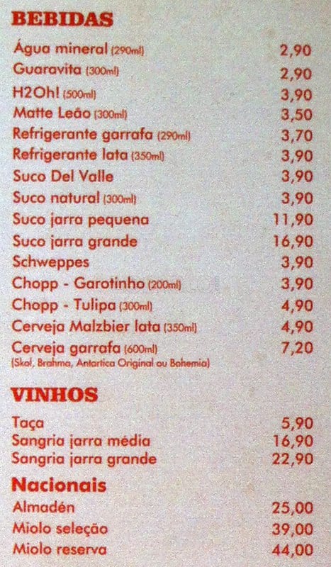 Bom na Brasa cardápio