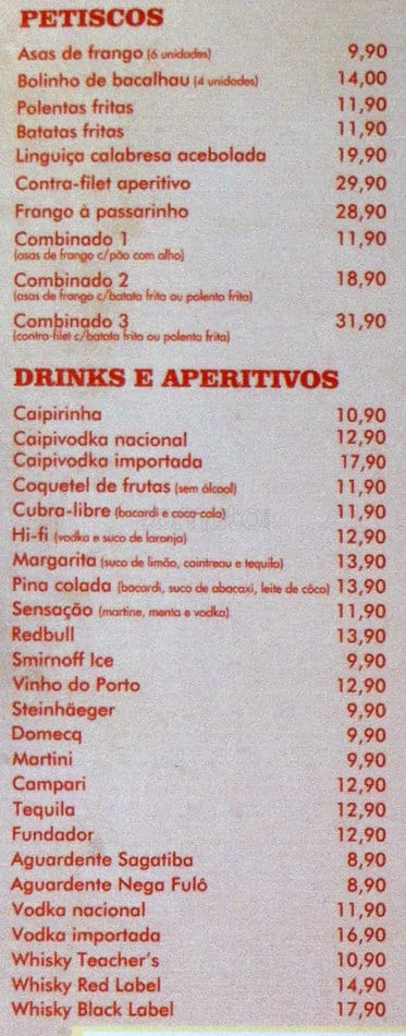 Bom na Brasa cardápio