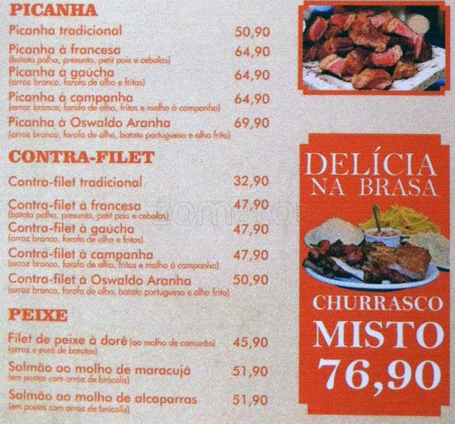 Bom na Brasa cardápio