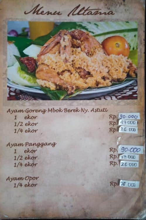 Ayam Goreng Mbok Berek Ny Astuti Cardápio Zomato Indonésia