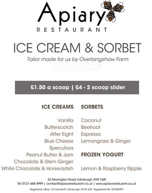 Apiary menu
