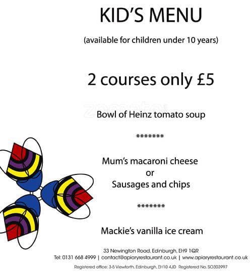 Apiary menu