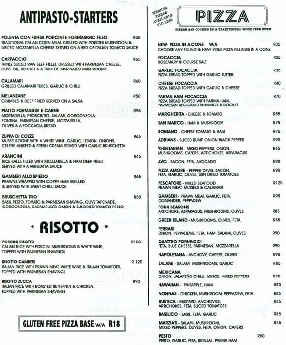 La Piazza Menu, Menu for La Piazza, Ballito, Durban Zomato SA