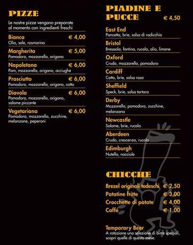 Menu di East End 