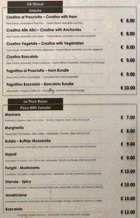 Menu di Pastamore 