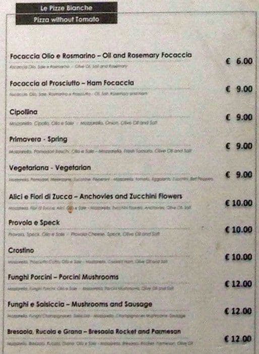 Menu di Pastamore 