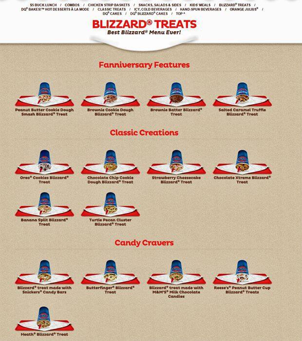 Carta de Dairy Queen Grill & Chill