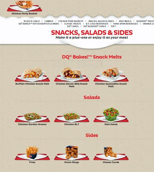 Carta de Dairy Queen Grill & Chill