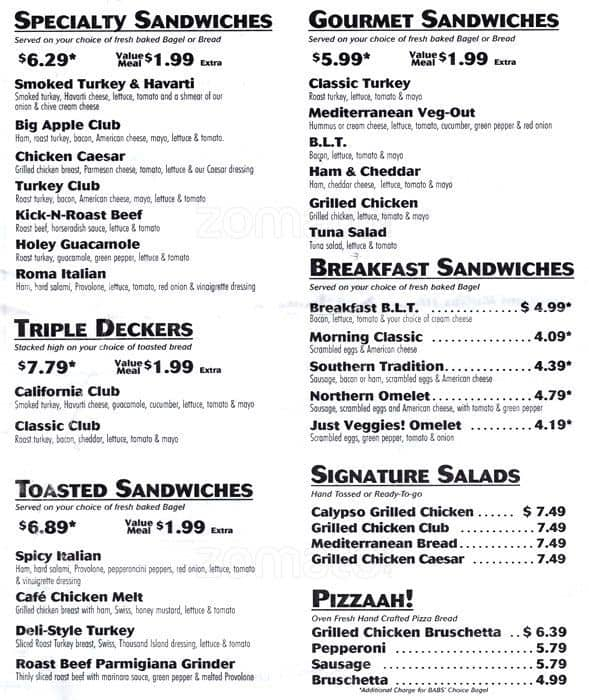 Big Apple Bagels Menu, Menu for Big Apple Bagels, Fremont, Fremont