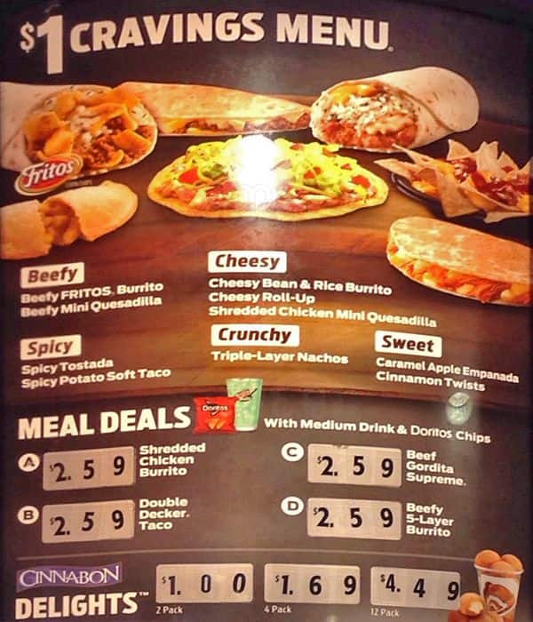 Printable Taco Bell Menu With Prices