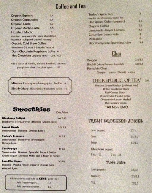Carta de Turley's Kitchen