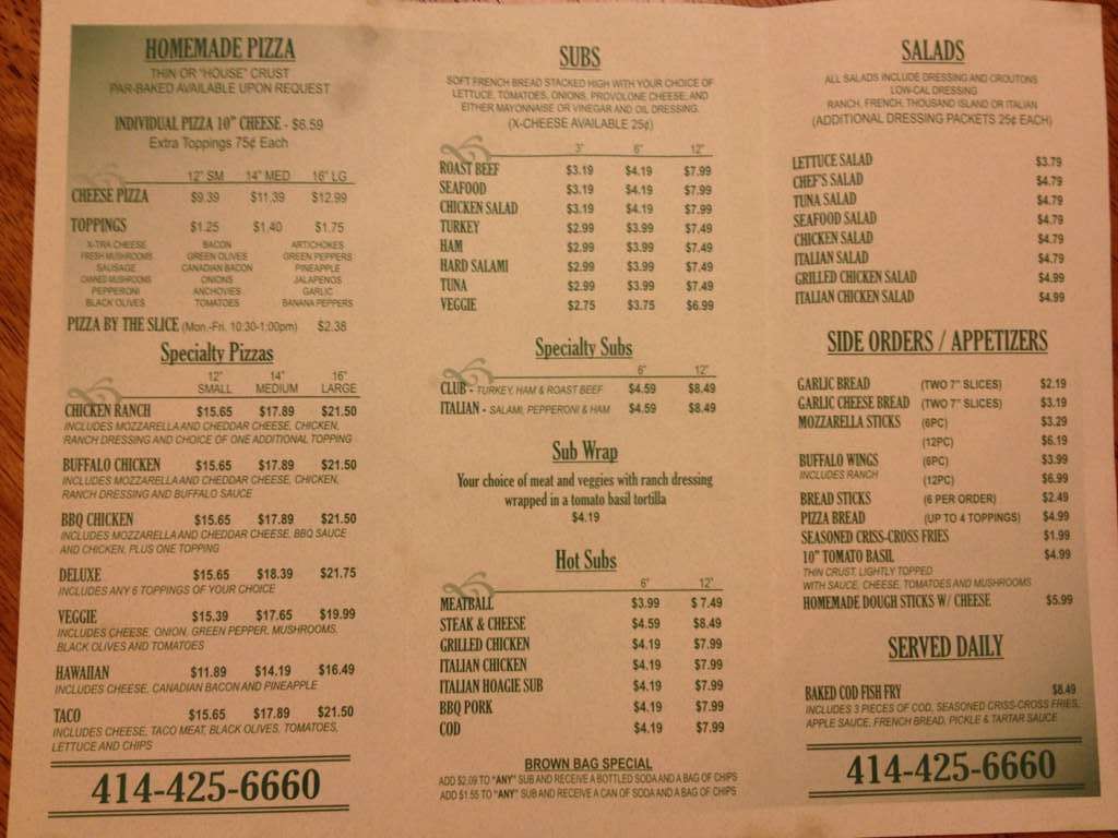 Crossroads II Pizza & Subs menu Urbanspoon/Zomato