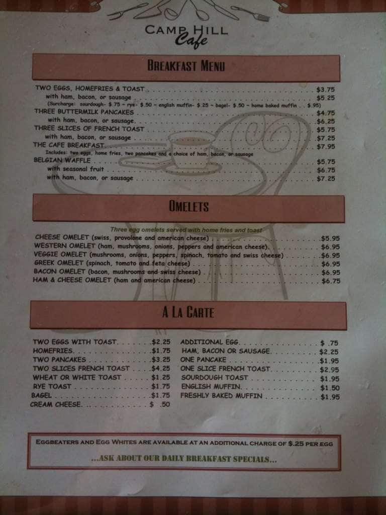 Camp Hill Cafe Menu, Menu for Camp Hill Cafe, Camp Hill, Harrisburg Urbanspoon/Zomato