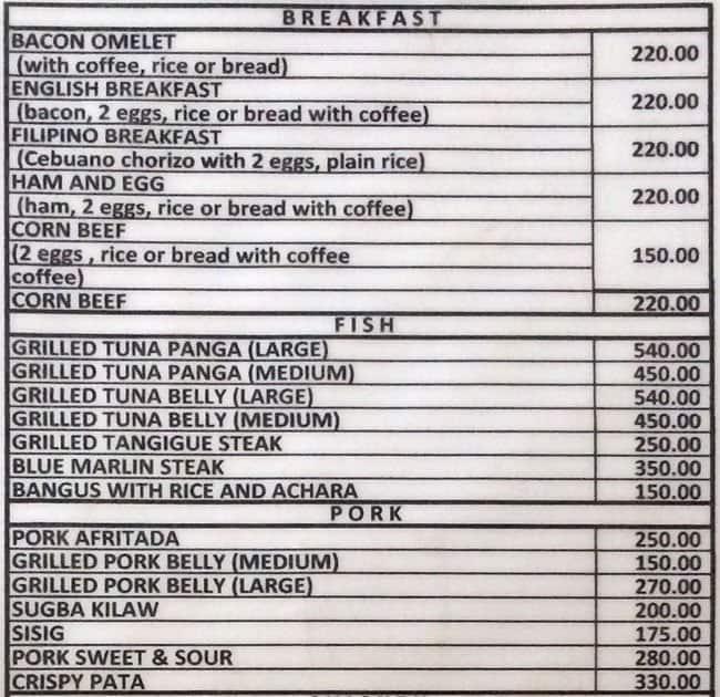 Cafe Royale Menu Menu For Cafe Royale Toledo City Cebu