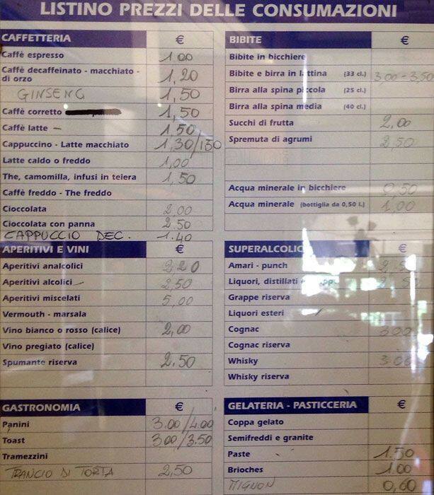 Piccolo Bar a Milano Foto del Menu con Prezzi Zomato Italy