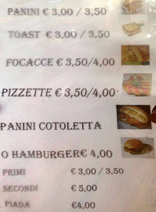 Menu di Piccolo Bar Gran Caffé 