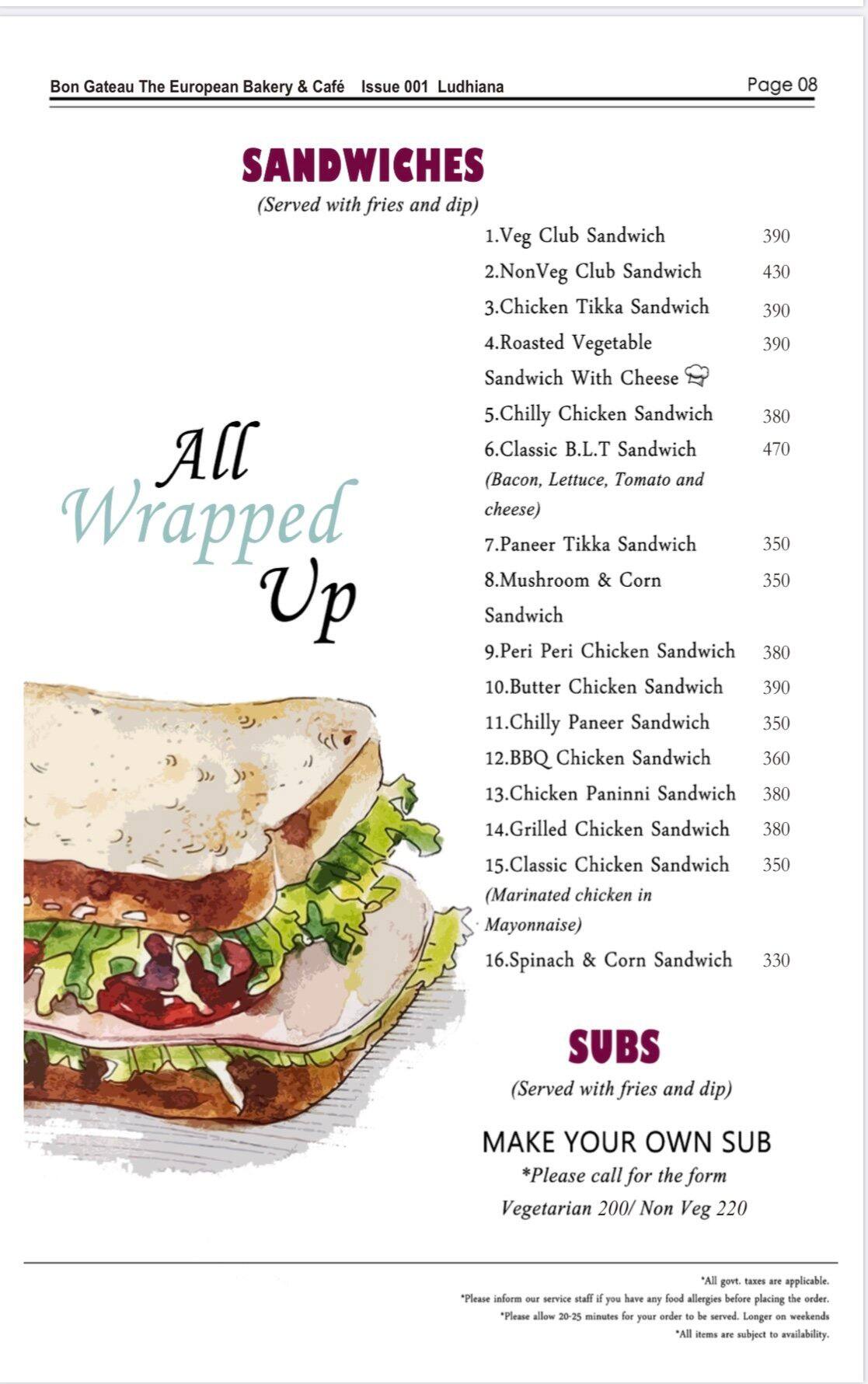 Menu At Bon Gateau Ludhiana