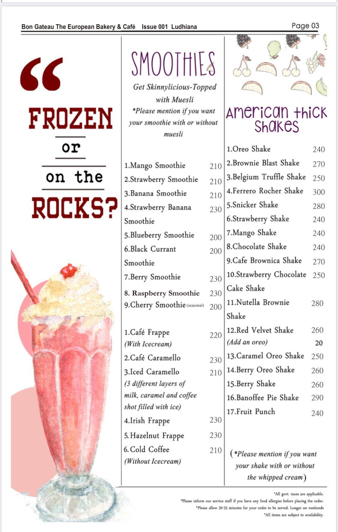 Bon Gateau Menu Menu For Bon Gateau Gurdev Nagar Ludhiana